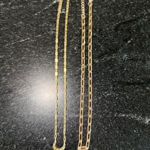 Gold Paperclip Chain Necklaces (2)